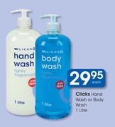 Clicks Hand Wash Or Body Wash-1ltr Each