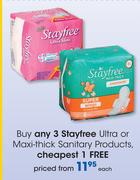 Stayfree Ultra Or Maxi-Thick Sanitary Products Each