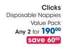 Clicks Disposable Nappies Value Pack-2's Pack