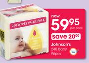 Johnson's 240 Baby Wipes-Per Pack