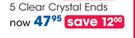 Clicks Chrome Door Hooks 5 Clear Crystal Ends-Each