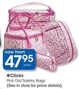 Clicks Pink Dot Toiletry Bags-Each