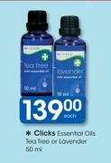 Clicks Essentials Oils Tea Tree Or Lavender-50ml Each