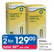 Clicks Flaxseed Oil 1000mg-90 Capsules-2's