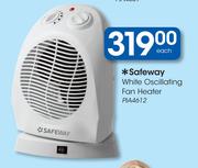 Safeway White Oscillating Fan Heater PIA4612