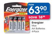 Energizer Max AA Batteries-4 Per Pack