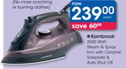 Kambrook 2600 Watt Steam & Spray Iron with Ceramic Soleplate & Auto Shut Off 