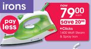 Clicks 1400 Watt Steam & Spray Iron