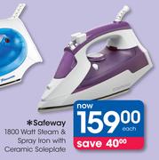 Safeway 1800 Watt Steam & Spray Iron with Ceramic Soleplate