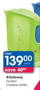 Safeway Frosted Cordless Kettle Each