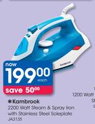 Kambrook 2200 Watt Steam & Spray Iron with Stainless Steel Soleplate JA3135