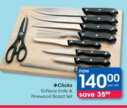 Clicks 10-Piece Knife & Pinewood Board Set-Per Set