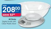Clicks Digital Scale With Clear Plastic Bowl Each