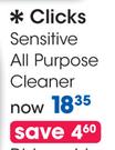 Clicks Sensitive All Purpose Cleaner Each