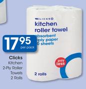 Clicks Kitchen 2-Ply Roller Towels-2 Rolls Per Pack
