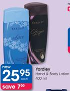 Yardley Hand & Body Lotion-400ml Each