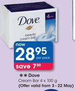 Dove Cream Bar-4x100g Per Pack