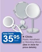 Clicks Plastic Handheld Or Standing Mirrors-Each