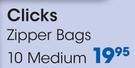 Clicks 10 Medium Zipper Bags-Per Pack