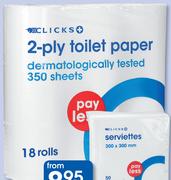 Clicks 1 Ply 50 Serviettes-Per Pack