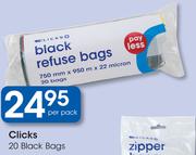 Clicks 20 Black Refuse Bags-Per Pack