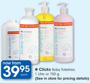 Clicks Baby Toiletries-1Ltr/750g Each