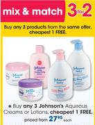 Johnson's Aqueous Creams Or Lotions-Each