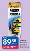 Schick Xtreme 3 Sensitive 8+2 Razors-Per Pack
