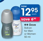 Dove Roll-On For Men Or Women-50ml Each