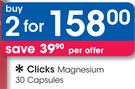 Clicks Magnesium-2x30 Capsule Packs