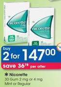 Nicorette 30 Gum 2mg Or 4mg Mint Or Regular-For 2