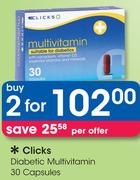 Clicks Diabetic Multivitamin-2x30 Capsule Packs