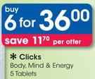 Clicks Body,Mind & Energy 5 Tablets-For 6