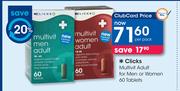Clicks Multivit Adult For Men Or Women 60 Tablets-Per Pack