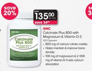 GNC Calcimate Plus 800 with Magnesium & Vitamin D-3 120 Capsules-Per Pack