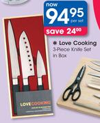 Love Cooking 3 Piece Knife Set In Box-Per Set