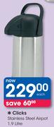 Clicks 1.9Ltr Stainless Steel Airpot-Each