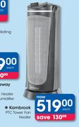 Kambrook PTC Tower Fan Heater-Each