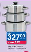 Clicks 6 Piece Stainless Steel Pot Set-Per Set