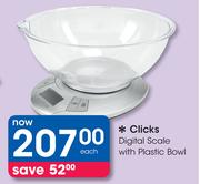 Clicks Digital Scale With Plastic Bowl-Each