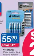 Safeway 10 Pack AA Or AAA Alkaline Batteries-Per Pack