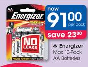 Energizer Max 10 Pack AA Batteries-Per Pack