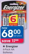 Energizer 6 Pack AA Batteries-Per Pack