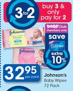 Johnson's Baby Wipes 72 Pack-Per Pack