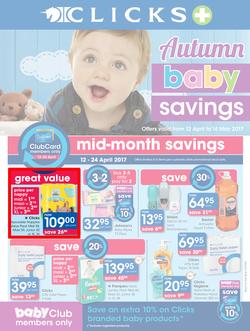 Clicks : Autumn Baby Savings (12 Apr - 14 May 2017), page 1