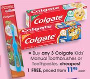 Colgate Kids' Manual Toothbrushes Or Toothpastes-Each