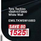 Tyre Trackies 195R15T3000 With White Wall EMS.TKWSW15003-Each