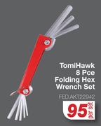 Tomi Hawk 8 Pce Folding Hex Wrench Set FED.AKT22942-Per Set