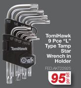 Tomi Hawk 9 Pce "L" Type Tamp Star Wrench In Holder FED.AKT22925-Per Set