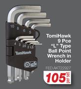 Tomi Hawk 9 Pce "L" Type Ball Point Wrench In Holder FED.AKT22927-Per Set